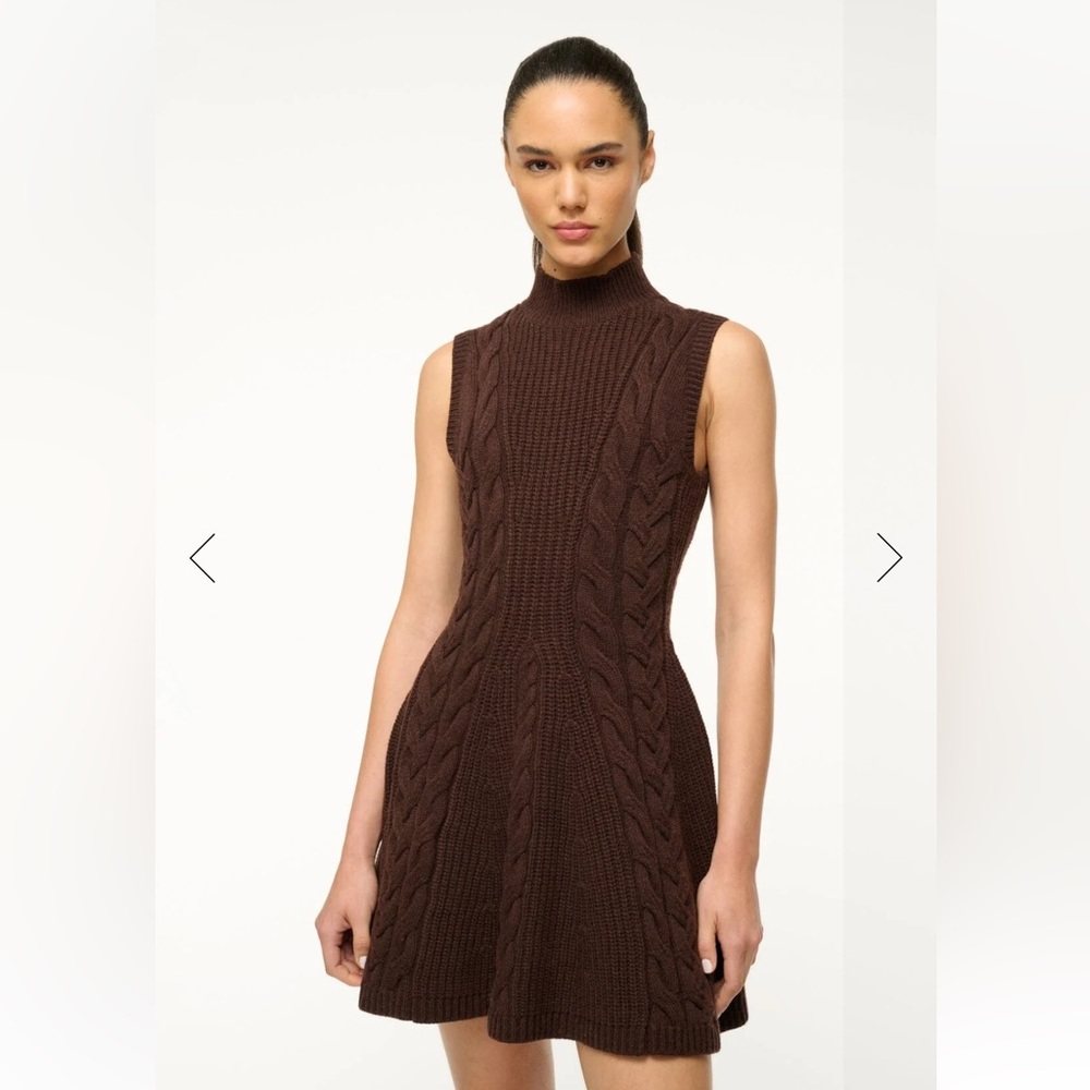 STAUD CHARADE DRESS DARK CHOCOLATE - Picture 4 of 8